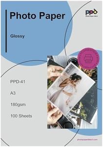 PPD 50 Sheets Inkjet Glossy Photo Paper - 11x17 inch Tabloid Size - 49lbs 180gsm 9.9mil - Instant Dry and Water Resistant (PPD-41-50)