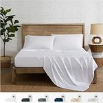 Coldest Bedding Sheets & Pillowcases – 100% Bamboo Deep Pockets, Hotel Luxury Extra Soft Breathable Cooling Bed Sheets, Fade Resistant, Secure to Mattress Straps– 5 Pieces (Queen, White)