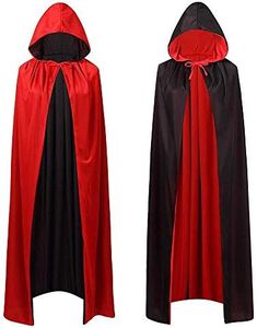 Longsing Costume d’Halloween Manteau d'halloween Femmes Hommes Enfants Halloween Costume de Carnaval Carnaval Carnaval Cape À Capuche Noir