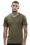 ADRO V-Neck T Shirt for Men, 100% Cotton Vneck Tshirt is Ideal for Casual wear, Workouts and Loungewear, Adding a Stylish Touch.|VN24-PLN-OL-L Olive