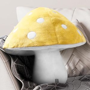 AELS 15.35 Inches Mushroom Pillow, Cute 3D Polka Dot Mushroom Plush, Decorative Throw Pillow for Mushroom Lover Sofa Couch Living Room Bedroom Nursery Decor, Yellow