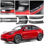 KSGMFED 6PCS Door Edge Guards and Rear Bumper Guards Compatible for 2023 2022 2021 Tesla Model Y Accessories,Full Set Car Rear Trunk Edge and Door Sill Protector Interior Accessories(3D Carbon Fiber)