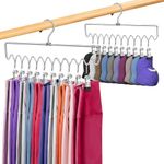 Legging Organizer for Closet Organizers and Storage, 2 Pack Metal Yoga Pants Hangers with 10 Rubber Clips Holds 20 Leggings, Skirt, Bra, Cap, Space Saving Hanger College Dorm Essentials for Girl Guy