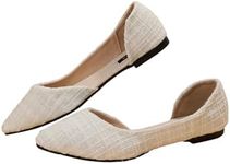 Floerns Women's Elegant Flat Shoes Pointed Toe Slip On Work Dressy Ballet Flats Beige 6