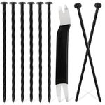 Bakulyor 50 Pack Metal Landscape Stakes, 8 Inch Artificial Grass Nails, 6 Gauge Large Landscaping Staples, Black Edging Anchor Stake for Garden Ground Lawn Paver Timber Border Weed Barrier Spikes 8"