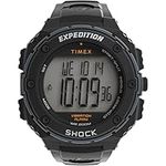 Timex Men's Expedition Shock XL Vibrating Alarm Quartz Resin Strap, Black, 22 Casual Watch (Model: TW4B240009J), Black/Positive