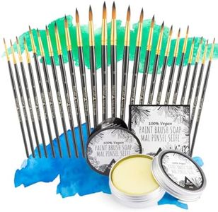 Tritart Set di 24 Pennelli per Dipingere - Pennello per Acquerello Pittura ad Olio Acrilico - Pennelli Modellismo Professionali - 12 Dimensioni - a Punta Tonda - con Sapone Vegano