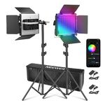 NEEWER Upgraded 660 PRO II RGB LED Video Light with App Control&Stand Kit, 2 Pack Constant 50W No Color Shift/1% Precise Min Dimming/360° RGB/CRI97+/3200K~5600K for Game Streaming YouTube Photography