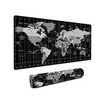 Dyazo Large World Map Anti-Slip Extended Desk Mat| Mouse Pad | Water Resistant Mat for Laptop| Computer Size 800 x 300 mm (Black No Logo)