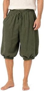 JEGERMIG Men's Medieval Pirate Shorts Renaissance Baggy Harem Knee Length Pants Viking Costume Drawstring Bloomers for Cosplay