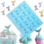 DUBENS Fondant Cake Moulds, Mermaid Tail 3D Silicone Decorating for Baking Decoration Makes Sugar Craft Candy Chocolate Ice Cube Tray Fimo Soap