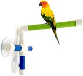 Wanfoou Parrot Shower and Window Perch Stand, Bird Perch with Suction Cups, Parrot Wall Bath Standing Rack for Bird, Macaw, Parrot, Cockatoo, Parakeet