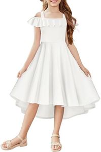 Arshiner Girls Formal Dress Cold Shoulder Summer Wedding Party Dresses White 12-14