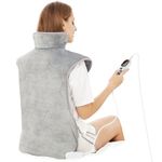 Mia&Coco Electric Heating Pad for Back Neck and Shoulders Pain Relief, (60x100cm) Heated Warmer Fast-Heat Hot Therapy Warp with Waist Strap, 6 Heat Levels, Auto-Off Timer - Comfort Grey