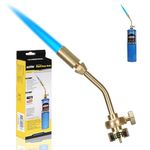 BLUEFIRE Solid Brass Jumbo Pencil Flame Gas Welding Torch Head Nozzle Upgraded Full Metal Version Fuel by MAPP MAP Pro Propane CGA600 Cylinder Bottle (Torch Only)