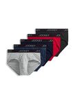 Jockey Men's Underwear Lightweight Cotton Blend Brief - 5 Pack, Navy Heather/Racing Red/Rough Blue/Quartz Grey Stripe/Rough Blue, L