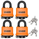 KAWAHA 91/40-4P Waterproof Laminated Padlocks with Key (Keyed Alike, Heavy Duty, Anti-Cut, Laminated Steel Body with Thermoplastic Case) for Gym Locker, Garage, Fence, Shed, Yard, Outdoor -45mm *4