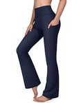 G4Free Yoga Pants Bootcut Womens Pants Bootleg Work Dress Pants with Pockets Flare Pants(Navy,L)