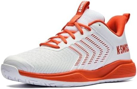 K-Swiss Men's Ultrashot Light Pickleball Tennis Shoe - Lightweight Court Shoes Lateral Movement Stable Support, White/Red 12 M