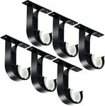 TOKPLNU Ceiling Curtain Rod Bracket, Heavy Duty Black Curtain Rod Holders, Aluminum Alloy, 6 Pack Ceiling Curtain Rods Hooks Hangers Fit for 1 to 1.2 Inch Drape Poles