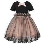 Richie House Girls' Short Sleeve Dress with Layered Bottom RH1583-C-9/10 Black