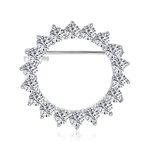 Bling Jewelry Bridal Eternity Marquise Cubic Zirconia AAA CZ Scarf Round Circle Brooch Pin for Women for Wedding Silver Plated Brass