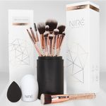 Niré Beauty 15piece Award Winning Glitter Makeup Brushes: Cute Makeup Brushes Set with Case, Beauty Blender, Cleaner, Guide, Gift Box