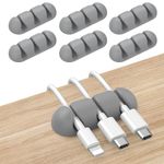 Delidigi 6 Pack Cord Organizer Cord Clips Desk Cable Holder Strong Adhesive Wire Holder for Organizing USB Cord Wire Home Office and Car