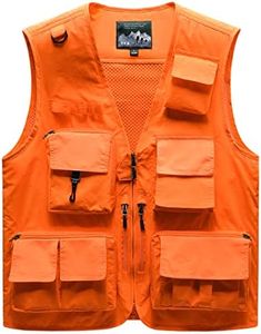 GGPP Men’s Outdoor Vest for Fishing Photography Teamwork Quick Dry with 16 Pockets, Orange, X-Large