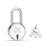 Link Round Silver Steel Lock with 3 Keys | Lock and Keys | Door Lock | Padlock (Pack of 1) (LINK-Round 50 MM LS)