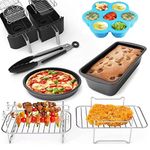 DIYARTS Air Fryer Accessories Set of 6 Fit for Ninja Foodi AF300UK AF400UK Dual Air Fryers, Include Pizza Pan, Racks, Egg Bite Mold, etc. Fit Tower T17088, Salter Zone Deep Fryers 7.6L-9.6L