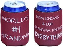 Tainada Neoprene Beer Beverage Drink Can Coolie Cooler Insulators (2 pcs,Double Sided Printing) with One Bonus Absorbent Coaster (World's #1 Grandma)