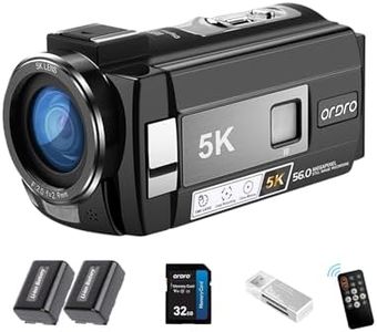 ORDRO 5K Camcorder Video Camera, 56MP Vlogging Cameras with IR Night Vision, 3.0 Inch UHD Touchscreen, 18X Zoom, EIS Stabilizer, Wifi, 2 Batteries, Remote Control, Cam Corder with 32GB Card