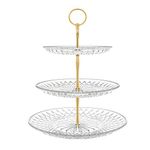 3 Tiers Cake Stand, Round Gold Cupcake Display Stand , Clear Acrylic Dessert Fruit Plates, Afternoon Tea Stands for Party Wedding Birthday