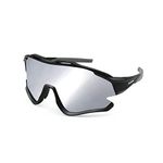 EnzoDate Cycling Goggles Polarized Mountain Bike ATV Outdoor Eyewear Sports MTB Sunglasses 3 Lenses (Black gray)