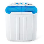 Portable Twin Tub Washing Machine 5 KG Total Capacity Washer And Spin Dryer Combo Compact For Camping Dorms Apartments College Rooms 3 KG Washer 2 KG Drying Blue&White