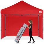 MASTERCANOPY Ez Pop-up Canopy Tent Commercial Instant Canopies with 4 Removable Side Walls and Roller Bag, Bonus 4 SandBags (8x8, Red)