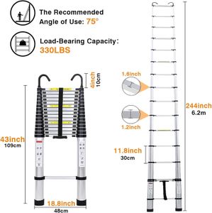 6m Telescoping Aluminum Ladder – Lightweight Extendable Multi-Purpose