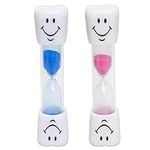 2 x Kids Toothbrush Timer ~ 3 Minute Smile Sand Timer for Brushing Children's Teeth (1 Blue & 1 Pink)