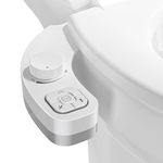 PIKETS Bidet Attachment for Toilet, Dual Nozzle (Frontal and Rear Wash) Non-Electric Fresh Water Bidet Toilet Seat Attachment with Nozzle Self Cleaning, Adjustable Water Pressure (White)