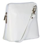 LiaTalia Genuine Vera Pelle Women Cross body Italian Leather Small Mini Shoulder Bag Handbag - ABBY [White]