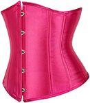 Hengzhifeng Underbust Corset Tops for Women Gothic Classic Satin Lace Up Boned Bustiers (AU 22-24,Rose)