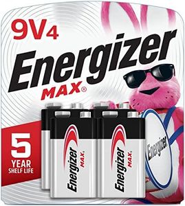 Energizer MAX 9V Batteries (4 Pack), 9 Volt Alkaline Batteries - Packaging May Vary