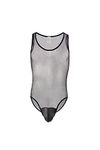 4UFIT Men's Fishnet One Piece Wrestling Singlet Suspender Bodysuit Jockstrap Underwear Leotard Briefs Black