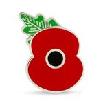 Royal British Legion Red Enamel Poppy Leaf Lapel Pin