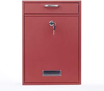 Wall Mounted Locking Vertical Dropbox Mailbox - Safe and Secure | Made with Galvanized Steel (Large, Red)