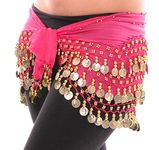 YUPPIN Women's Belly Dancing Belt Colorful Waist Chain Belly Dance Hip Scarf Belt (Rose red)