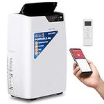 SereneLife Portable Air Conditioner 12000 BTU - Compact Free Standing Single Duct A/C Unit w/Cooling, Heat, Dehumidifier & Fan, Energy Efficient, 380 Sq.Ft. Cooling, Includes Window Mount Kit, Wheels