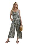 wexcen Jumpsuits for Women Floral Wide Leg Spaghetti Strap Sleeveless Casual Loose Ethnic Long Rompers with Pockets, Camouflage, Small