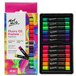 MONT MARTE Fluoro Oil Pastels Signature 12pc, 12 Assorted Colours, Vibrant Oil Pastel Set, Great Blending and Layering, Ideal for Art, Craft, Colouring and Sketching